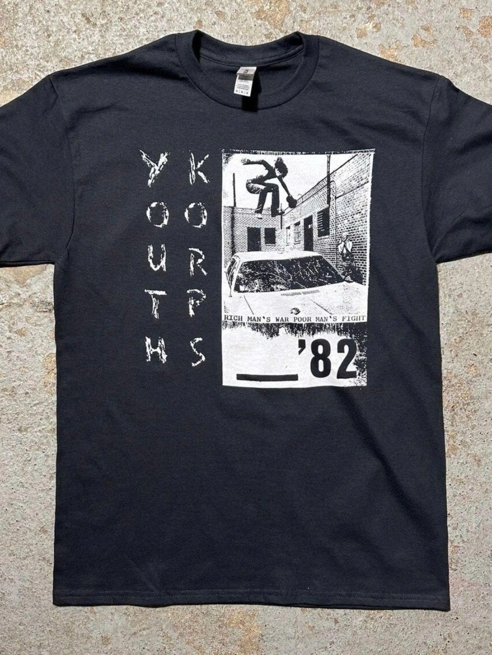 Black '82 Graphic Tee - Youth Orphans Band Style